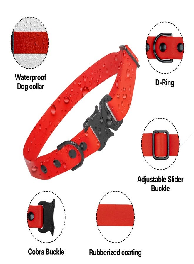 ADIL'S Biothane Dog Collar Rubber 1-Inch Width, Waterproof & Heavy-Duty with Quick Release Buckle, Adjustable Collar with D-Ring for Leashes for Small, Medium & Large Dogs (RED, L(20''-24'')) - Image 2